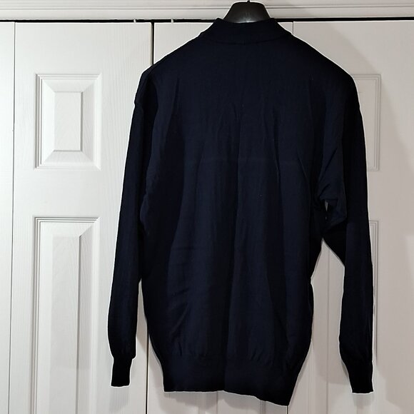 Vtg Valentino Marini Italy 100% merino wool navy cable knit mock neck sweater - Picture 2 of 8
